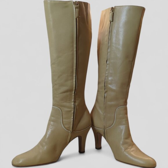 ANTONIO MELANI Women 8 Knee High RARE Camel Leather Boots 70's style Vintage - Picture 3 of 15